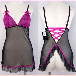 FREDERICK'S Of Hollywood Sheer Babydoll Nighty Lingerie SMALL